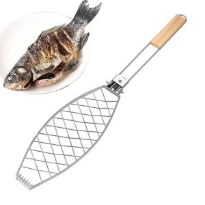 ESFDGL Foldable Roasting Grilling Household Flexible BBQ Grill Rack Detachable Portable Grilled Fish Clip Camping
