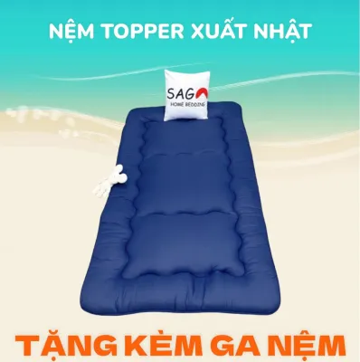 Nệm Topper Đệm Bông Trải Sàn Xuất Nhật Kích Thước 1mx2m 1m2x2m 1m4x2m 1m6x2m 1m8x2m Dày 7-9cm Tặng Kèm Drap Nệm