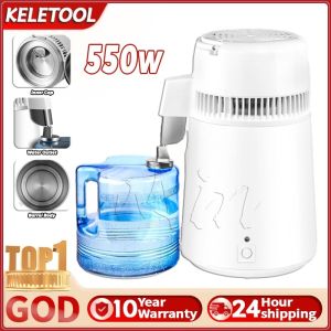 750W 4L Water Distiller Stainless Steel Pure Water Machine for Dental Clinic Medical Home Use 99.9% Impurity Removal Automatic Shut Off