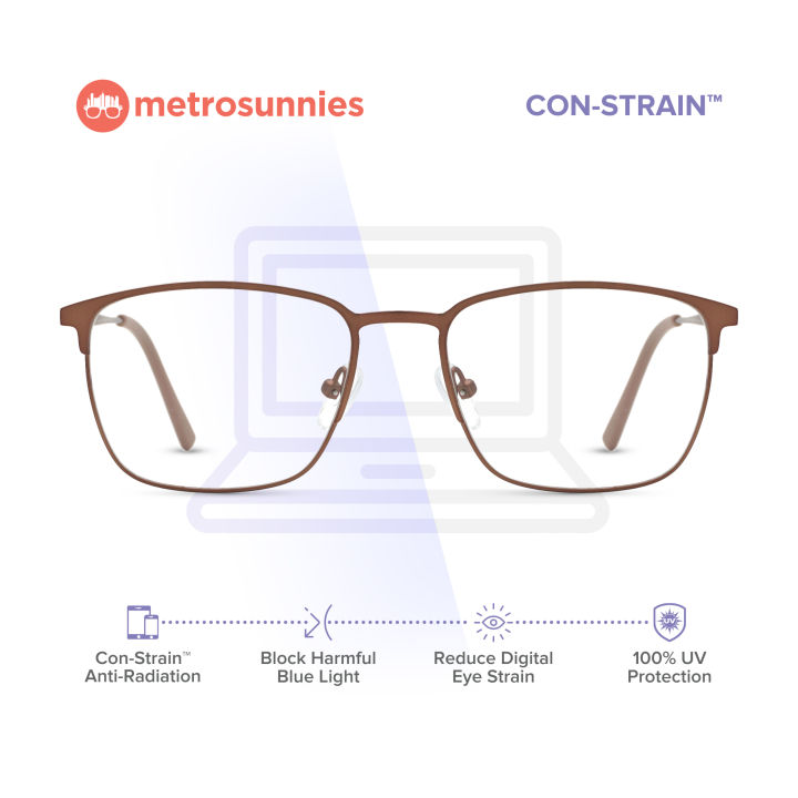 MetroSunnies Max Specs / Anti Radiation Glasses for Women and Men / Eyeglasses Replaceable Lens / Blue Light Eyewear / Metal Optical Frame