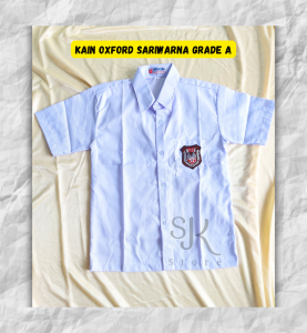 Baju Putih SD Lengan Pendek Kain Katun Oxford / Kain Licin (High Twis)