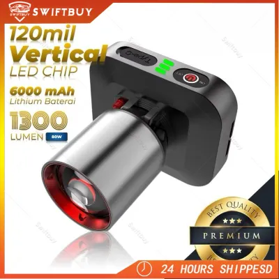 Senter Kepala LED Laser 80 Watt 1500 Lumen Army PRO Cahaya Putih & Kuning Waterproof Super Terang Batre 6000mAh Tahan Hingga 50 Jam Plus RechargePro USB-C 80W Fokus & Penyebaran