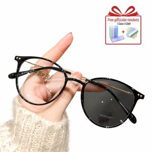 Korean Style Photochromic Anti Radiation Glasses Woman Men UV Protection Color Change Eyeglasses