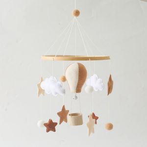 Mamimami Home Handmade Bed Bell Baby Bed Pendant Baby Rainbow Bed Bell Cute Newborn Room Decoration Brown Hot Air Balloon Bed Bell