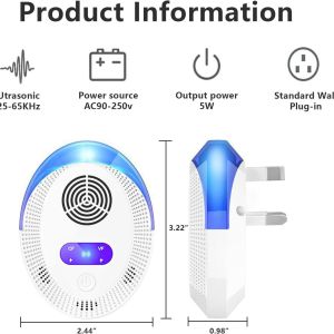 2024 New Ultrasonic Pest Control Electric Mosquito killer mousetrap Anti Mosquito Repellent Insect Repeller Rejector for Mouse Mole Flies Cockroach Rat Bug Rejection Household Tool