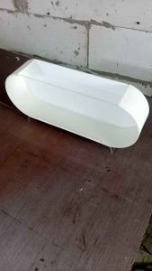 Aquarium Tank Oval Body Dan Background Putih Cover Depan Acrylic Clear/Bening 40X8.5X15 Cm - Bahan Pvc+Acrylic - Tebal Bahan 3 Mm