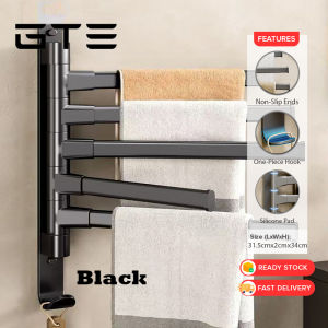 GTE Rotating 5 Layer Rod Towel Hanger Bar Rack Hook Wall Mount Hand Cloth Toilet Bathroom Rak Tuala Berputar - Fulfilled by GTE SHOP