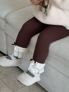 Babys Autumn and Winter Hooded Thick Fleece Sweater Coat Korean Style Childrens Clothing Fleece-Lined Leggings Girls Outfit