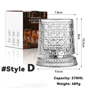 260ml Crystal Whiskey Glass Transparent Wine Glass Spirit Glass Luminous Rotating Wine Cup For Home Bar Party