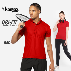 Kanvas Drifit Polo Shirts for Men & Women Quick-Dry Active Gym Sports Wear Mens T-shirts Workout Clothes Plain Red