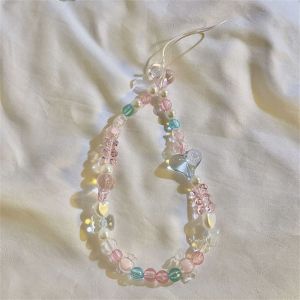 CGGUE Crystal Bracelet Beaded Phone Strap Sweet Girls Hanging Cord Cellphone Chain Fashion Phone Charm Mobile Phone Lanyard Telephone Jewelry