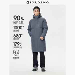 Giordano Men Long hooded duck down jacket Free Shipping 01075716