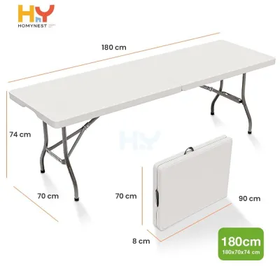 HOMYNEST Meja Lipat Jualan Portable Bahan Plastik Rangka Besi Kokoh Kuat Tahan Beban Multifungsi