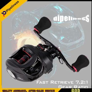 Pipeiness Máy Câu Ngang 8Kg Lực Kéo Tối Đa 18 + 1 Vòng Bi Tỷ Lệ Truyền Động 7.2:1 Máy Câu Ngang Máy Câu Ngang Màu Đen/Đỏ