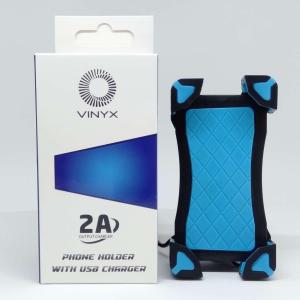 VINYX Holder Handphone Charger HP USB 2 in 1 Stang dan Spion Motor 2.1A - Biru