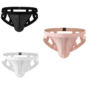Mens G-string đồ lót với vải lưới và lấp lánh sequined chi tiết thắt lưng eo thấp đồ lót jockstrap tóm tắt