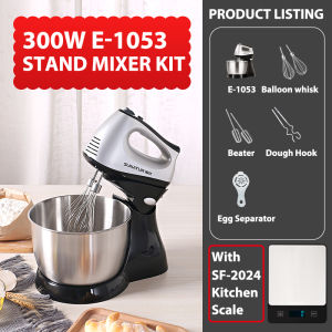 SUNATUR Stand Mixer/Hand Mixer 2 in 1 300W High Power Baking Mixer with 3.5L Stainless Steel Bowl Cake Blender (E-1053)
