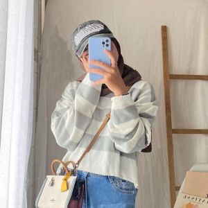 alda blaster sweater rajut terbaru / sweater rajut belang belang / atasan wanita belang belang rajut lengan panjang / baju perempuan jumbo xl terbaru / outfit wanita terbaru / ootd wanita kasual / sweater rajut import korea