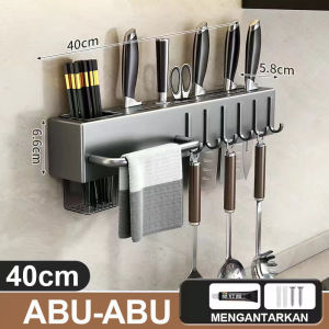 Rak pisau dinding Dapur Stainless Steel Rak Gantung Dapur Multifungsi Rak Tempel Tanpa Bor/Rak sendok Garpu Gantung Dapurd Gantung Stainless Steel Tempat Pisau Sendok Garpu Bu