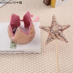 WP💓💛💖 INS Baby Shower Girl Glitter Pink Crown Boy Birthday Party Headwear Stage Performance Headband Star Fairy Stick