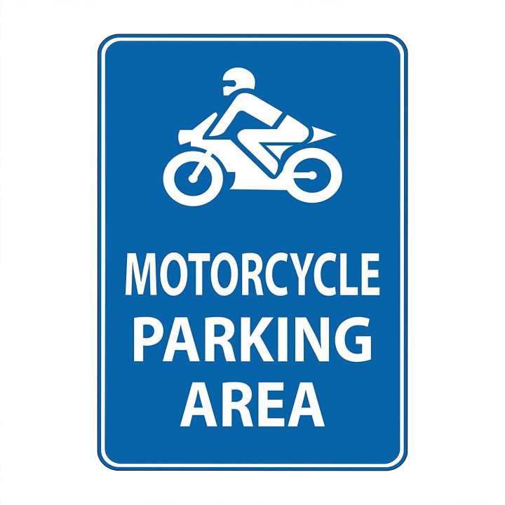 MINISHOW Wall Art Motorcycle Parking Area Sign with Symbol Metal Safety Rust Free UV Print