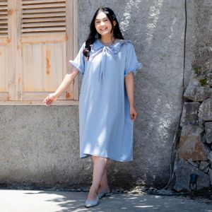 Yoenik Apparel Hanbyul Collar Dress – Dress Lengan Pendek - Korean Style - Baju Busui - Home Dress Korea - Daster Kekinian