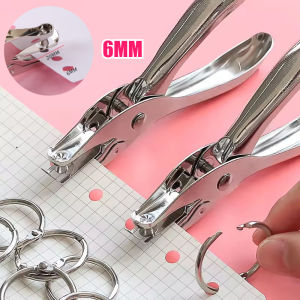 Single Hole Puncher 6MM Stainless Steel Puncher Hand Paper Punch Single Hole Scrapbooking for Loose-Leaf Office School Tool