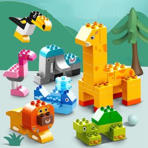 Kids Legoing Duplo 102Pcs Large Particles Brick Colorful Bulk Bricks Baseplates DIY Building Blocks Block Toys for Children Gift Sticker feelo