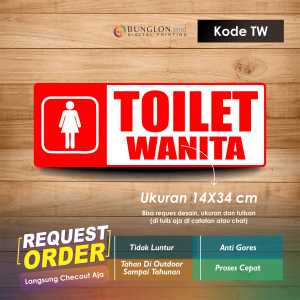 STIKER TOILET WANITA + LAMINASI KODE TW MERAH PUTIH