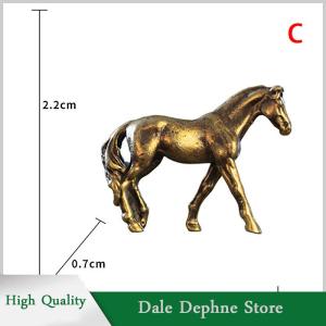 [Dale Dephne] รูปปั้นม้าทำจากทองเหลืองโบราณหางยาวขนาดเล็กเครื่องประดับฮวงจุ้ยจักรราศีทองแดงรูปสัตว์ขนาดเล็กงานฝีมือตกแต่งเดสก์ท็อป