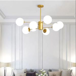 【Free three color bulb】 Nordic modern light brief creative Chandelier ceiling light family bedroom dining room living room chandelier lamps whole house lighting metal ceiling lamp magic bean lamp