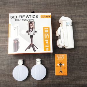 TRIPOD BLUETOOTH MINI + RING LIGHT JC-27S TRIPOD MINI PORTABLE ALUMUNIUM-ALLOY TUBING