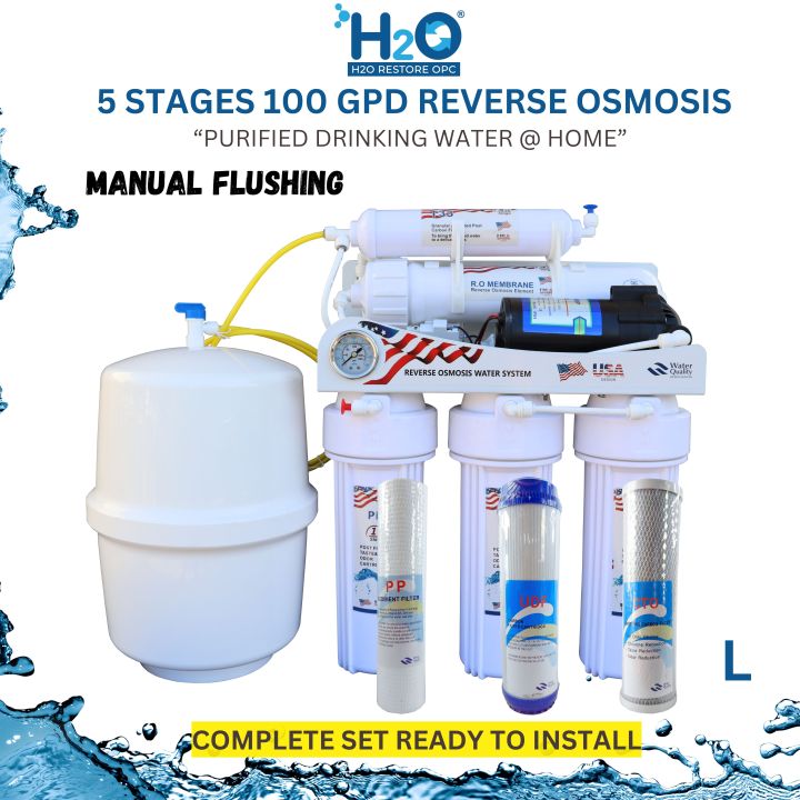 Reverse Osmosis 5 Stages 100 GPD Complete Package for Purified Drinking ...