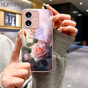 Hontinga เคสเคสกระจกนิรภัยสำหรับ Vivo Y36 Y22S Y22 Y27 5G 4G Y27S Y30 Y30i Y35 Y73เคสหลายดอกกุหลาบสีสวยเคสโทรศัพท์หลังเคสโทรศัพท์เคสแข็ง