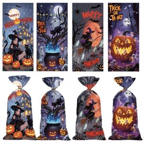 538TD 50pcs Cute Halloween Candy Bag Reusable Exquisite Snacks Candy Biscuit Bag Spider Multi-functional Drawstring Bag For Kids