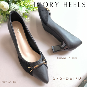 IVORY Sepatu Wanita High Heels Pita 55cm Pantofel Kerja 575-DE170 Hitam