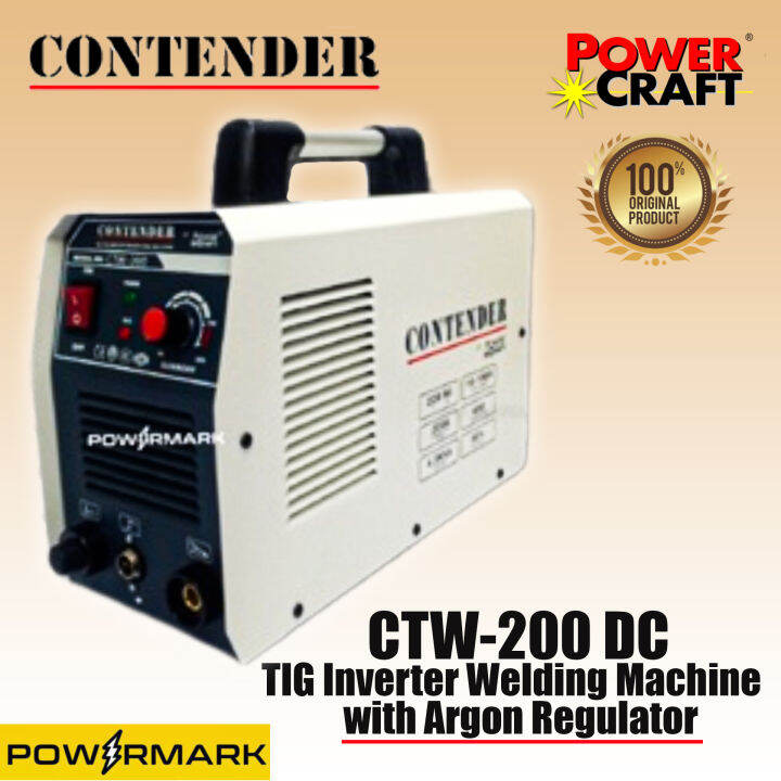 Contender By Powercraft Ctw 200 Dc Tig Inverter Welding Machine With Argon Regulator Powermark 6887