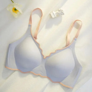 Womens Contrast Color Jelly Seamless Push-Up Sports Bra Wireless Comfortable Breathable Underwear for Small Breasts