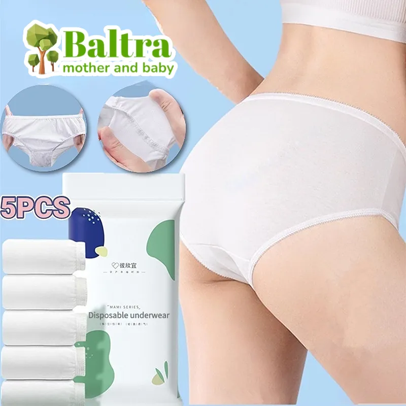 Disposable white cotton knickers pants. Hospital Maternity briefs 5pcs