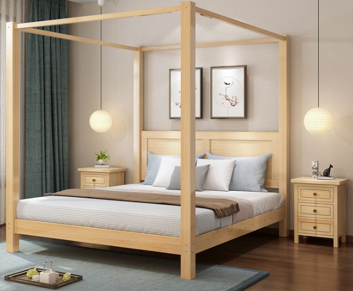 Wooden mosquito net frame for deals bed