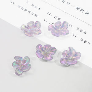 4pcs Acrylic Flower Petals Spacer Beads Clear Aurora Charm Pendant for DIY Earrings Handmade Hairpin Jewelry Accessories