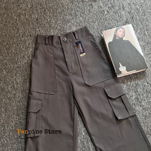 Celana Kulot Kargo Wanita Highwaist Katun Twill Premium