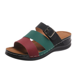 [Free Shipping] 2025 Summer Fashion: New Low-Heeled Slip-On Sandals Available In Plus Sizes Offering A Casual Lightweight And Breathable Design For Women