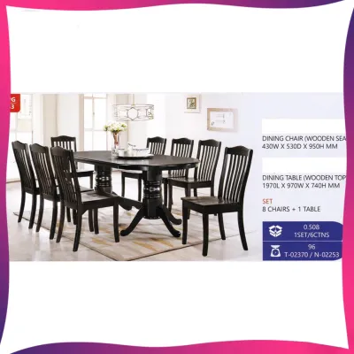 Fully Solid Wood 1 Round Oval Dining Table + 8 Dining Chair Set Pre Order 2 Week