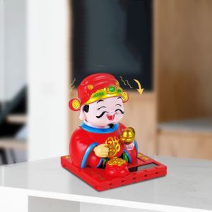 DFVDS สร้างสรรค์และสร้างสรรค์ เครื่องประดับรถยนต์พลังงานแสงอาทิตย์ การ์ตูนลายการ์ตูน หัวเขย่าเขย่า การตกแต่งภายในรถยนต์ เครื่องประดับแห่งความเจริญรุ่งเรือง สไตล์จีนจีน เทพเจ้าแห่งความมั่งคั่งที่แกว่งด้วยพลังงานแสงอาทิตย์ อุปกรณ์เสริมรถยนต์