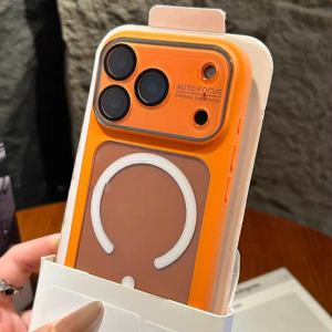 Candy Silicone Bumper Transparent For Magsafe Cover For iPhone 17 16 15 Pro Max Lens Film Shockproof Hard Acrylic Case