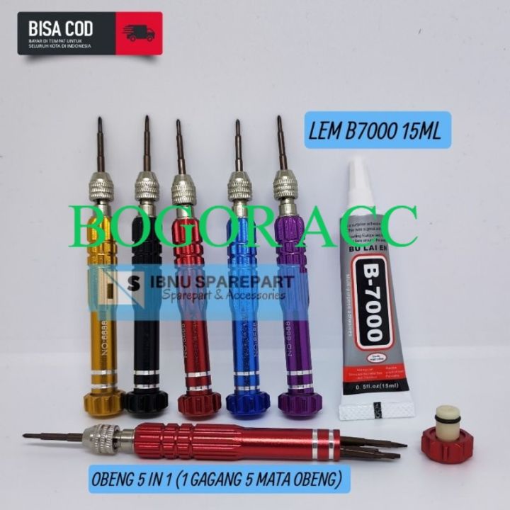 OPENING TOOLS UNIVERSAL OBENG SET 5 IN 1 + LEM B7000 15ML | Lazada ...