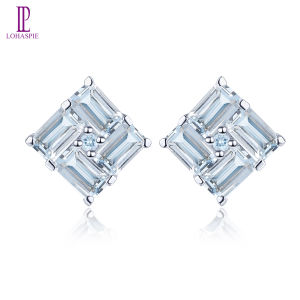Pear Solid Silver S925 Natural Aquamarine Stud Earring Light Blue Gemstone Women Exquisite Style Jewelry Gift for March Birthstone