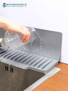 BHQ Kitchen Sink Splash Pad with Higher Backsplash Faucet Handle Drip Catcher Bathroom Tray Sink Drying Mat