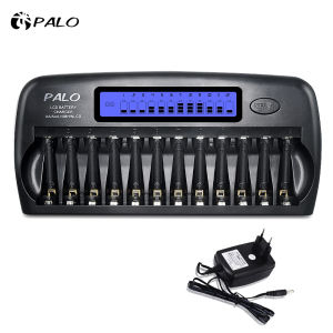 PALO Charger Baterai 2A 3A 12 Slot Untuk battery AA AAA Ni-MH/ Alat Cas Baterai AAA